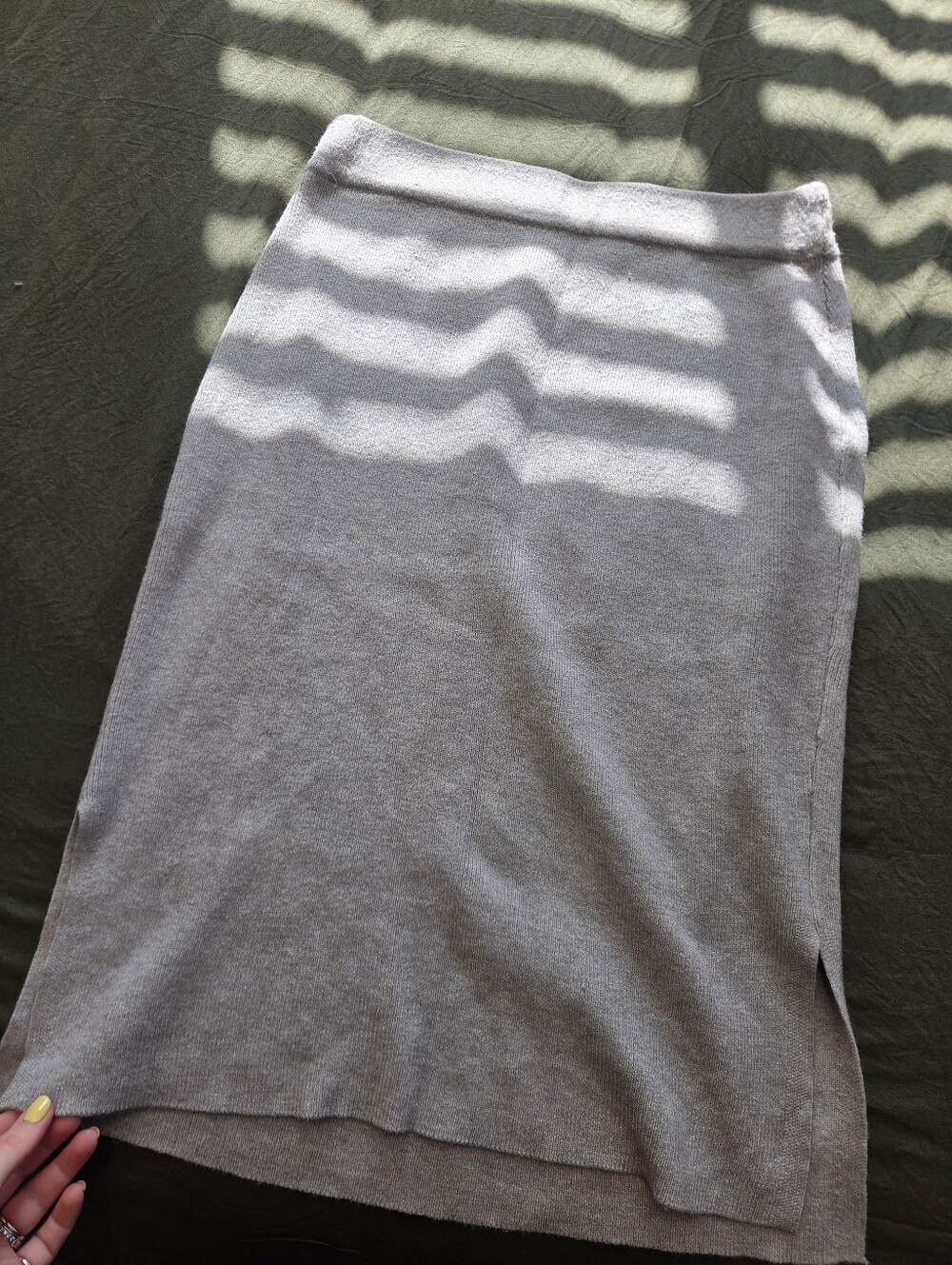 Light Gray Knit Midi Skirt - Women